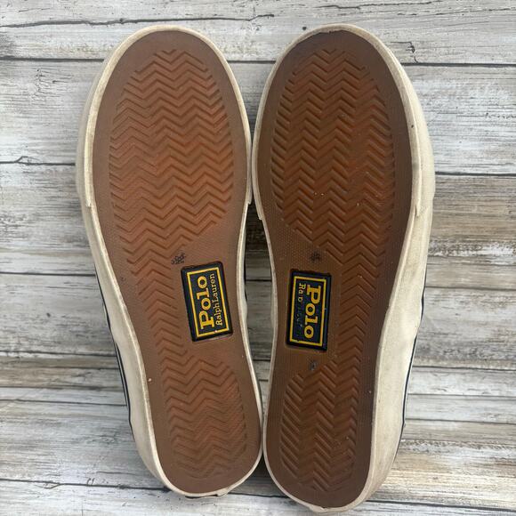 Polo Bear Ralph Lauren Shoes Sz 8 Keaton Slip on Sneakers Navy Blue Cotton Prep - Picture 12 of 12